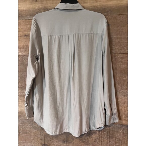 LAFAYETTE 148 NY GREY SILK CHARMEUSE FRENCH CUFF BLOUSE TOP SIZE M - Picture 7 of 9